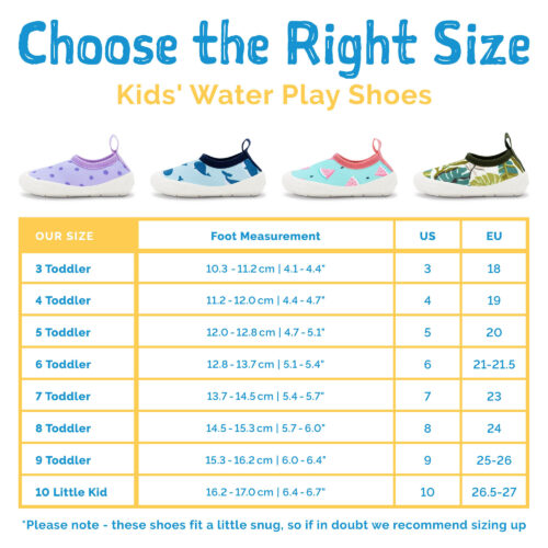 Water Play Shoes Size Chart