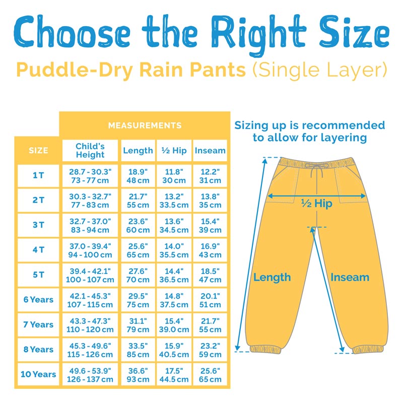 Puddle Dry Rain Pants Single Layer